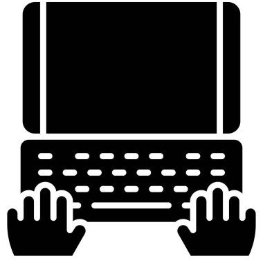 Dizüstü bilgisayar vektörü, telekomünikasyon veya uzaktan çalışma ile ilgili simge