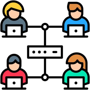 Ağ sunucusu, Telekomünikasyon veya uzak iş ile ilgili simge, vektör illüstrasyonu