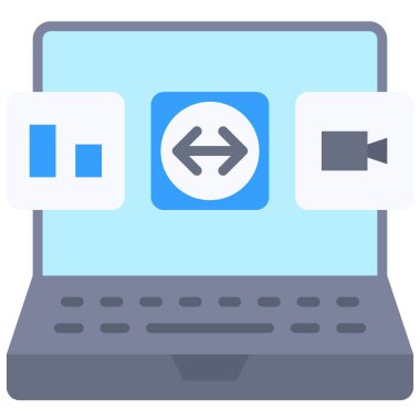 Laptop, Telekomünikasyon ya da uzaktan çalışma simgesindeki uygulama