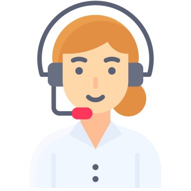 Kadın operatör, telekomünikasyon veya uzaktan çalışma ile ilgili simge