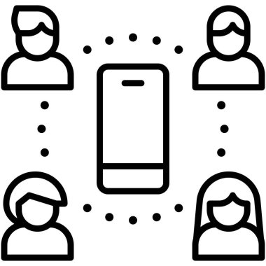 Mobil ağ, Telekomünikasyon veya uzaktan çalışma ile ilgili simge, vektör illüstrasyonu