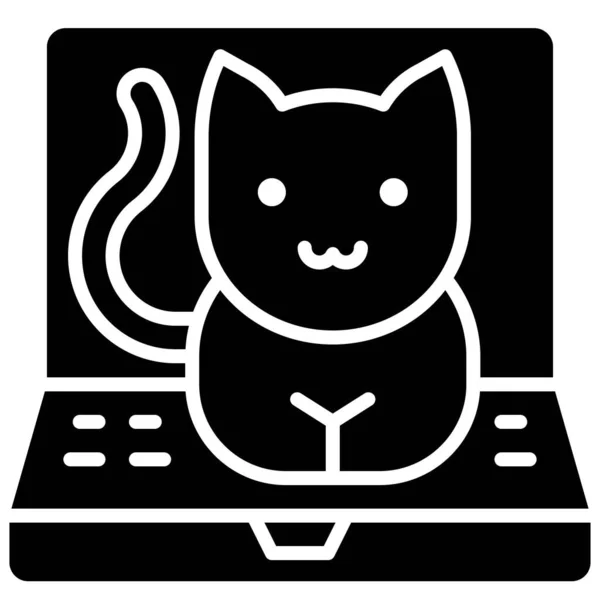 Cat Laptop Telecommuting Remote Werk Gerelateerde Icoon — Stockvector