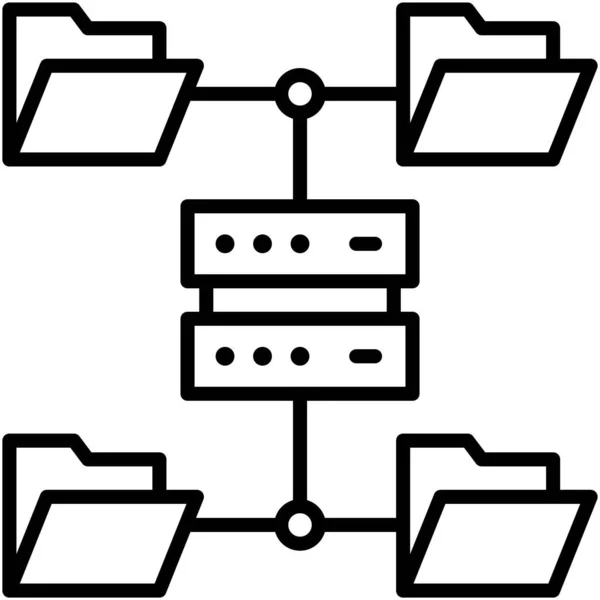 Servidor Archivos Telecomunicaciones Icono Relacionado Con Trabajo Remoto — Vector de stock