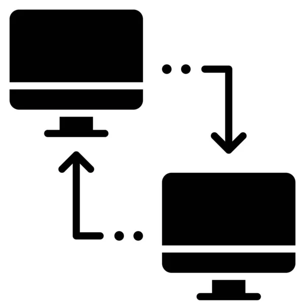 Delen Van Gegevens Telewerken Pictogram Met Betrekking Tot Werk Afstand — Stockvector