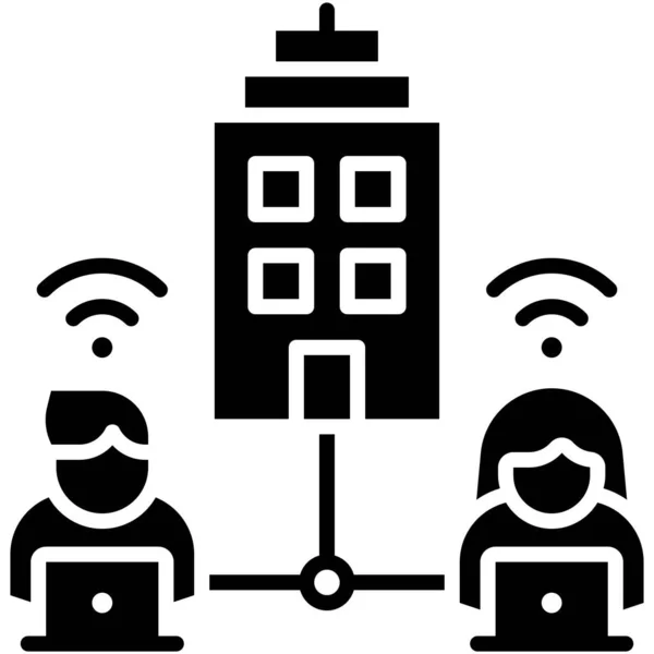 Icona Relativa Telelavoro Lavoro Remoto Illustrazione Vettoriale — Vettoriale Stock