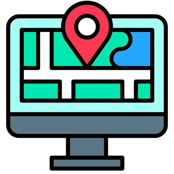 Carte Emplacement Icône Liée Télétravail Télétravail — Image vectorielle