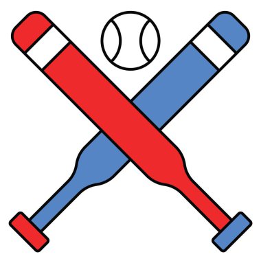 Beyzbol sopası ve top vektörü, Birleşik Devletler Bağımsızlık Günü ikonu