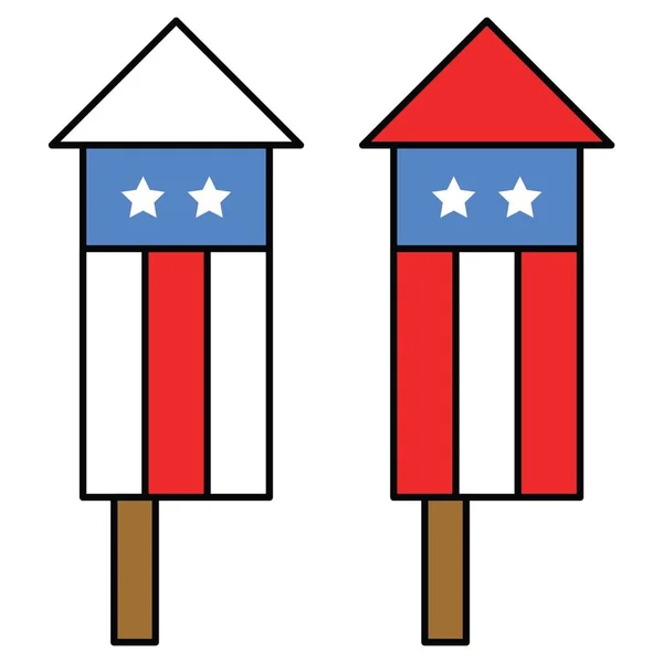 Firework Vector Icona Relativa Giorno Dell Indipendenza Degli Stati Uniti — Vettoriale Stock