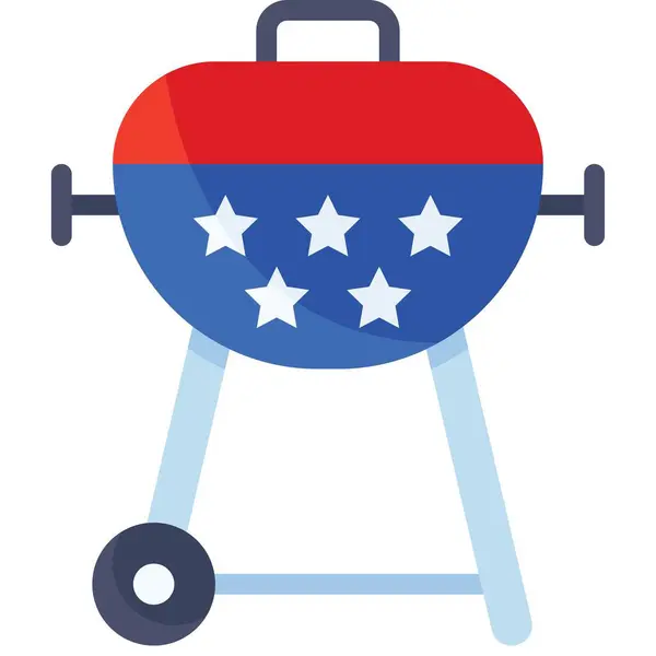 Barbeque Grill Vector United State Independence Day Related Icon — Stock Vector