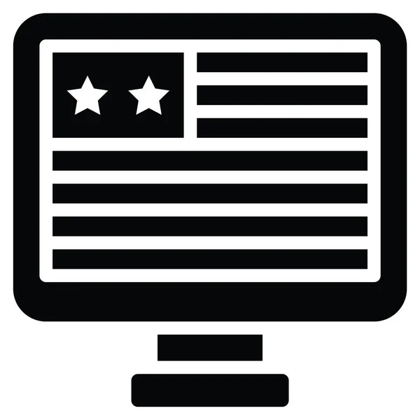 Pantau Dengan Bendera Amerika Serikat Pada Vektor Layar Ikon Terkait - Stok Vektor