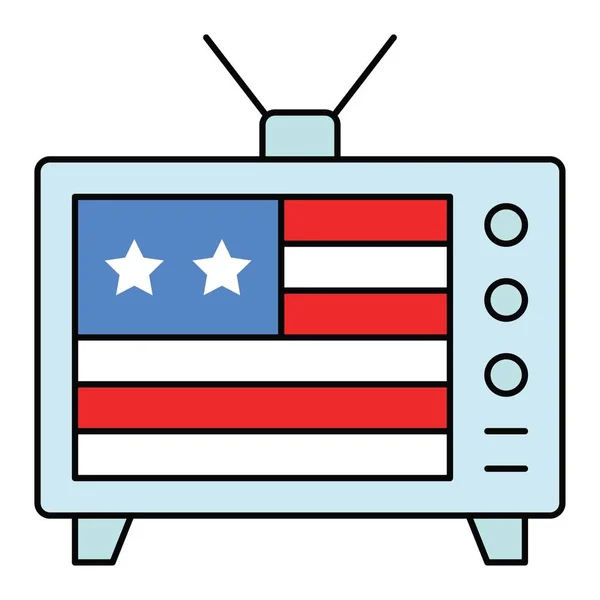 Fernsehen Mit Usa Flagge Auf Dem Bildschirm Symbol Für Den — Stockvektor