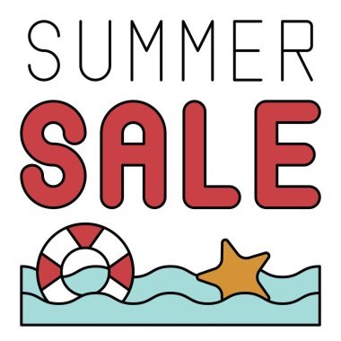 Yaz satış elemanları simgesi, yaz indirimli vektör illüstrasyonu