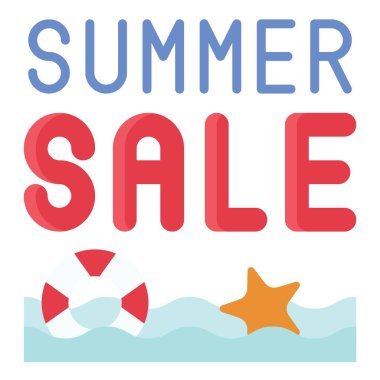 Yaz satış elemanları simgesi, yaz indirimli vektör illüstrasyonu