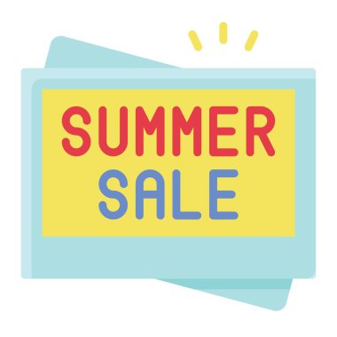 Yaz satış elemanları simgesi, yaz indirimli vektör illüstrasyonu