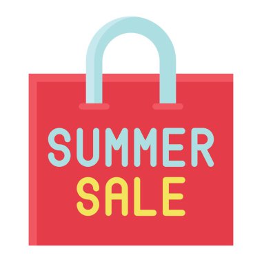 Alışveriş poşeti simgesi, yaz indirimli vektör illüstrasyonu