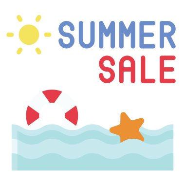 Yaz elementleri simgesi, yaz indirimli vektör illüstrasyonu