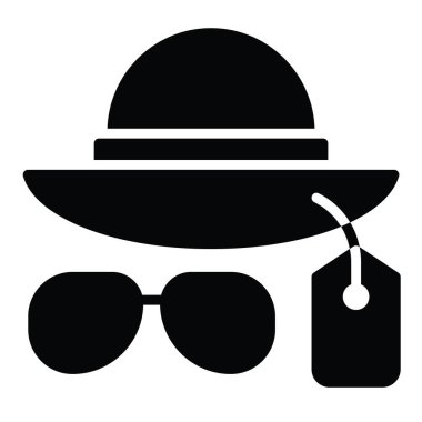 Güneş gözlüğü simgeli şapka, yaz indirimli vektör illüstrasyonu