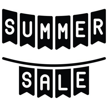 Parti bayrağı simgesi, yaz indirimli vektör illüstrasyonu