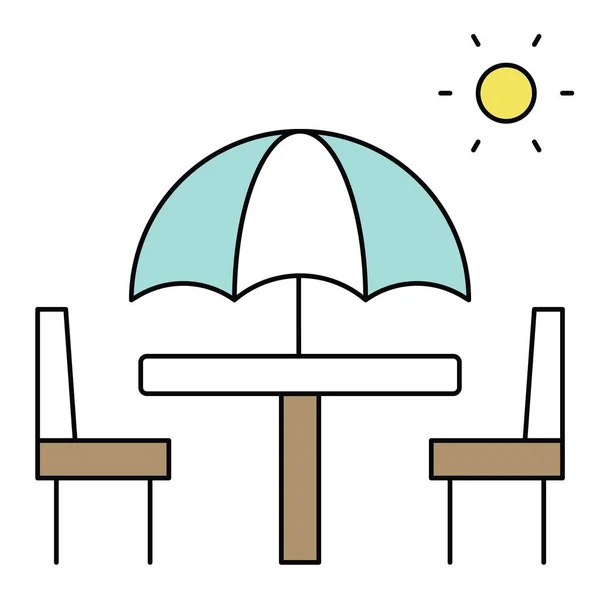 Beach Umbrella Desk Chairs Icon Summer Sale Related Vector Illustration — Stock Vector