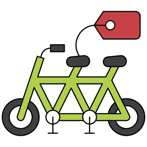 Fiets Met Tag Icoon Zomer Verkoop Gerelateerde Vector Illustratie — Stockvector