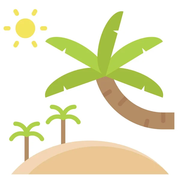 Strand Met Palm Icoon Zomer Verkoop Gerelateerde Vector Illustratie — Stockvector