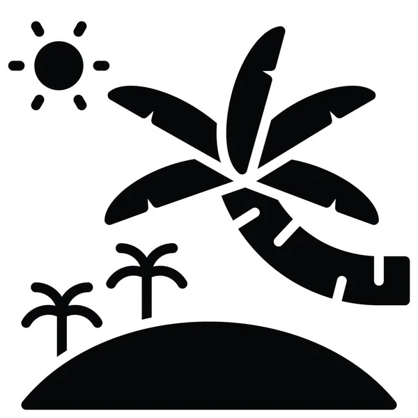 Strand Mit Palmensymbol Vektor Illustration Zum Sommerschlussverkauf — Stockvektor