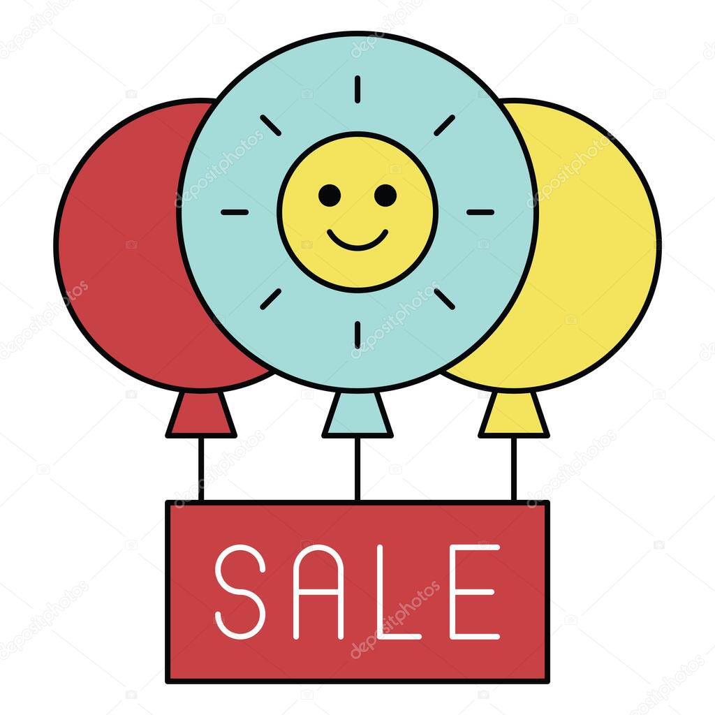 Balloons with sale sign icon, Summer sale related vector illustration