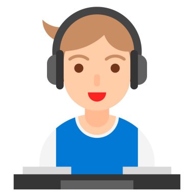 Disk jokeyi simgesi, meslek ve işle ilgili vektör illüstrasyonu