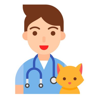 Veterinerlik simgesi, meslek ve işle ilgili vektör illüstrasyonu