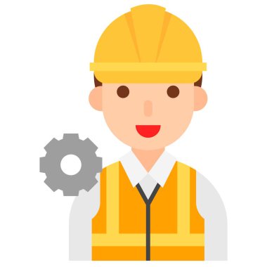 Mühendis simgesi, meslek ve işle ilgili vektör çizimi