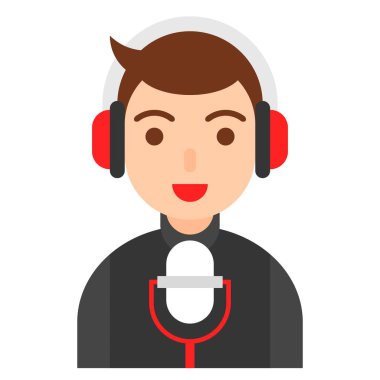 Ses aktörü simgesi, meslek ve işle ilgili vektör illüstrasyonu