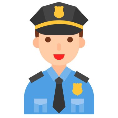 Polis simgesi, meslek ve işle ilgili vektör illüstrasyonu