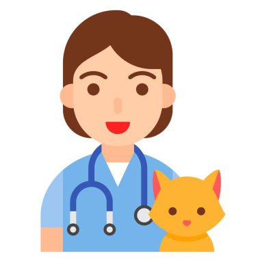 Veterinerlik simgesi, meslek ve işle ilgili vektör illüstrasyonu