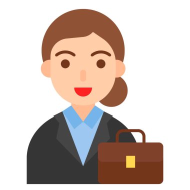 İş kadını simgesi, meslek ve işle ilgili vektör illüstrasyonu