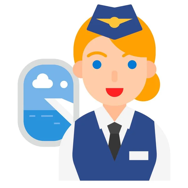 Flight Attendant Icon Profession Job Related Vector Illustration — Stock Vector