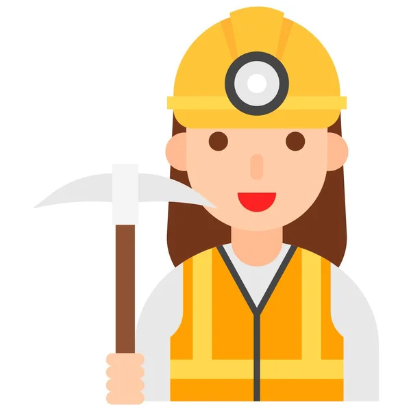 Icono Minero Profesión Ilustración Vectorial Relacionada Con Trabajo — Vector de stock