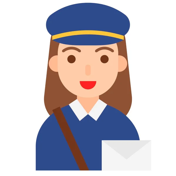 Postwoman Icon Profession Job Related Vector Illustration — Stock Vector