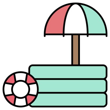 Şişirilebilir havuz ikonu, yaz tatili vektör illüstrasyonu