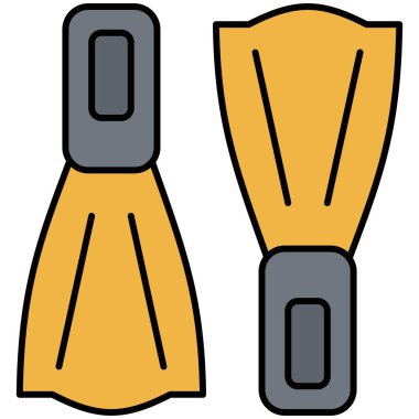 Yüzme yüzme yüzgeci simgesi, yaz tatili vektör illüstrasyonu