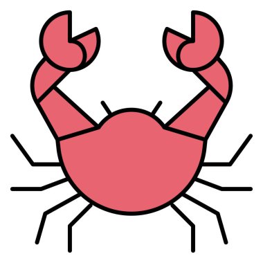 Yengeç simgesi, Yaz tatili vektör illüstrasyonu