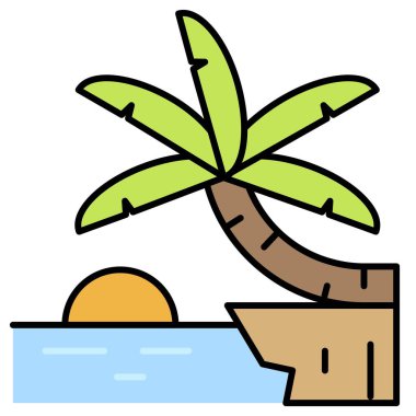 Cliff ve Sun ikonu, Yaz tatili illüstrasyonu