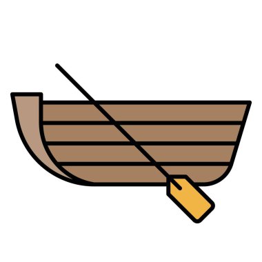 Kürek ikonlu tekne, yaz tatili vektör illüstrasyonu