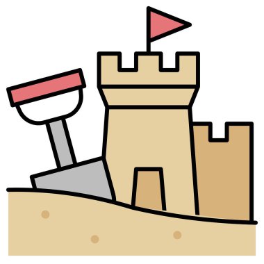 Kumdan kale simgesi, yaz tatili illüstrasyonuyla ilgili