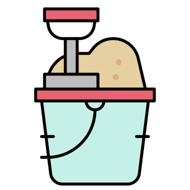 Kum kovası simgesi, yaz tatili illüstrasyonu