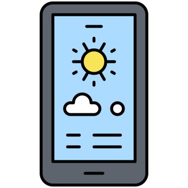 Gezici simge, yaz tatili illüstrasyonunda hava tahmini