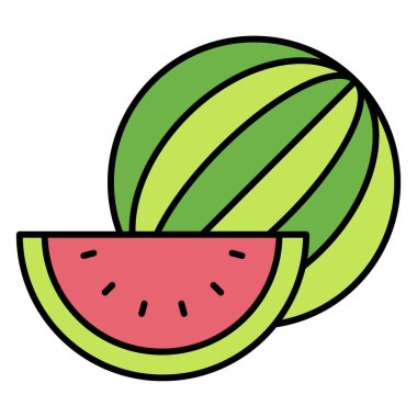 Dilimlenmiş karpuz ikonu, yaz tatili vektör illüstrasyonu