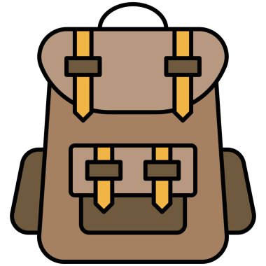 Seyahat sırt çantası simgesi, yaz tatili vektör illüstrasyonu