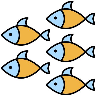 Balık Okulu ikonu, Yaz tatili vektör illüstrasyonu