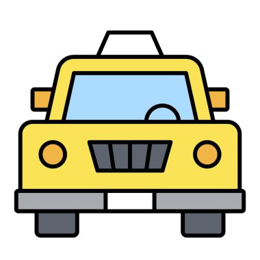 Taksi arabası simgesi, yaz tatili vektör illüstrasyonu