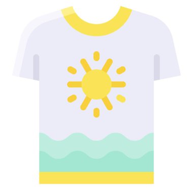 Yaz tişörtü simgesi, yaz tatili vektör illüstrasyonu